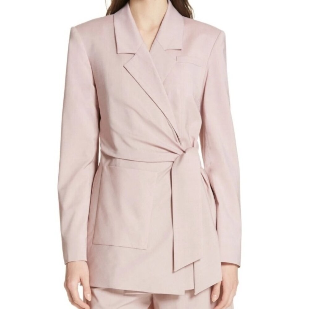 Tibi Soft Pink Cross Dye Wool Wrap Jacket Size 8